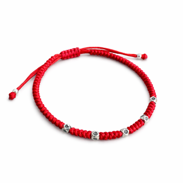 Urban Knot Gümüş Kırmızı Makrome Bileklik