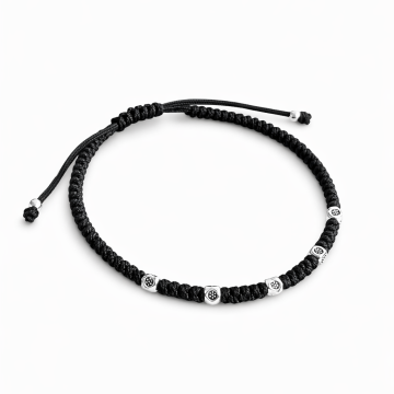 Urban Knot Gümüş Siyah Makrome Bileklik