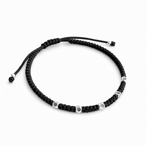 Urban Knot Gümüş Siyah Makrome Bileklik