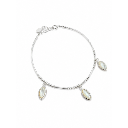 Sedef Yaprak Gümüş Bileklik