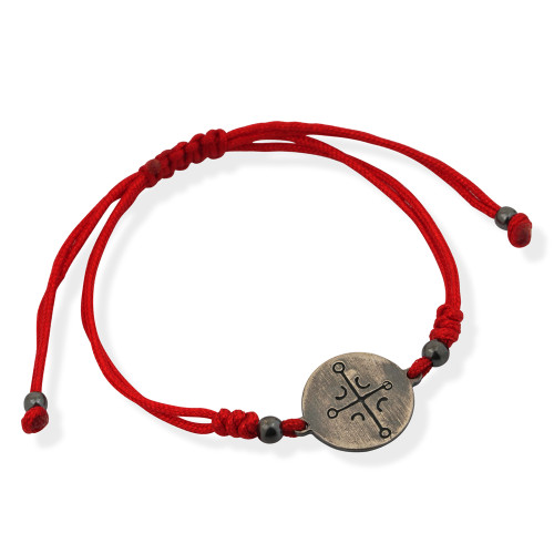 Gümüş Braveheart Kırmızı Makrome Bileklik